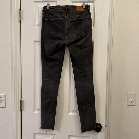Madewell Black 9” High Rise Skinny Jeans Distressed Destroyed Size 27T - Picture 8 of 14